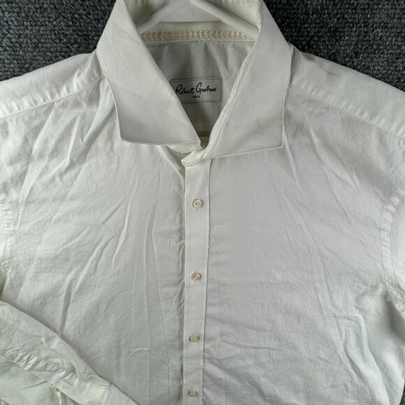 Robert Graham White Long Sleeve Button Up Shirt Men Size 17.5 (44) All Cotton - Picture 1 of 16